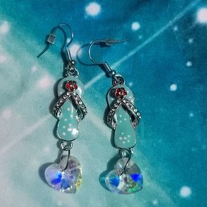 BLUE FLIP FLOP WITH HEART CHARM EARRINGS